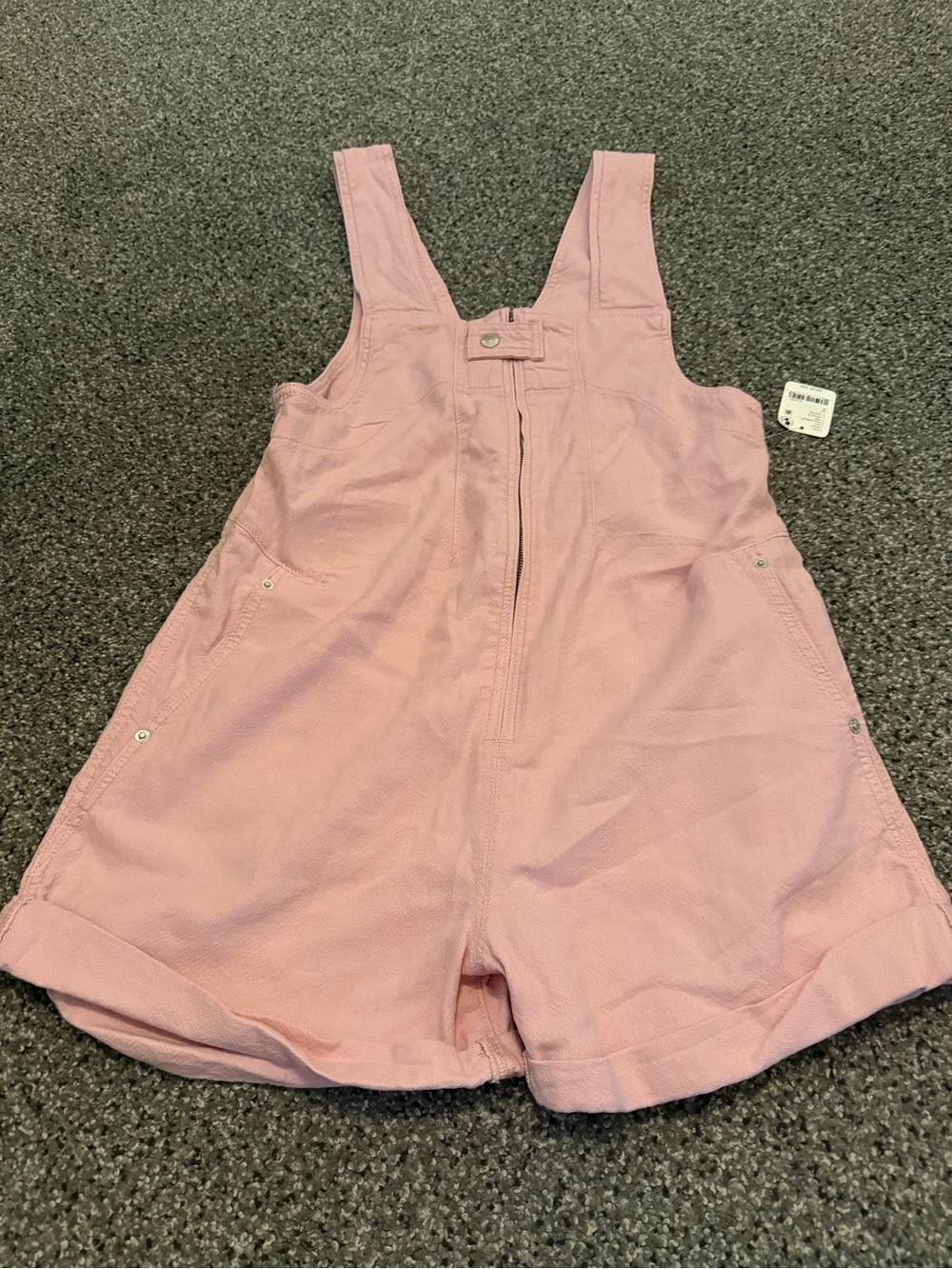 We The Free Pink Denim Shortall Shorts